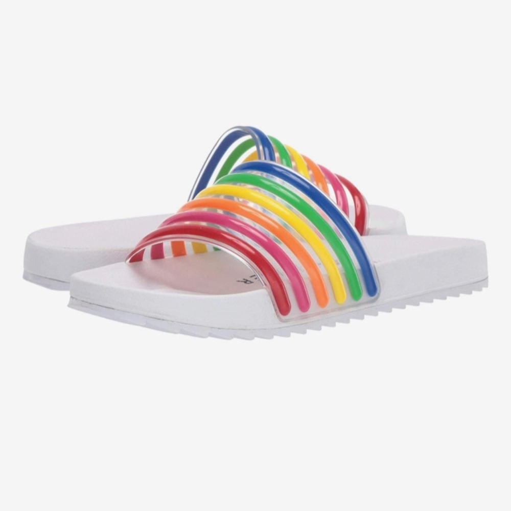 Tommy Hilfiger White Rainbow Slides Sandals - Girls | Color: White | Size: 2
